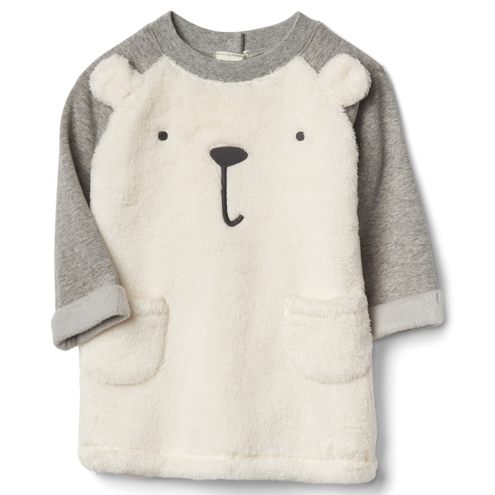 Baby Gap Girls LS Cozy Bear Fleece Shift Dress